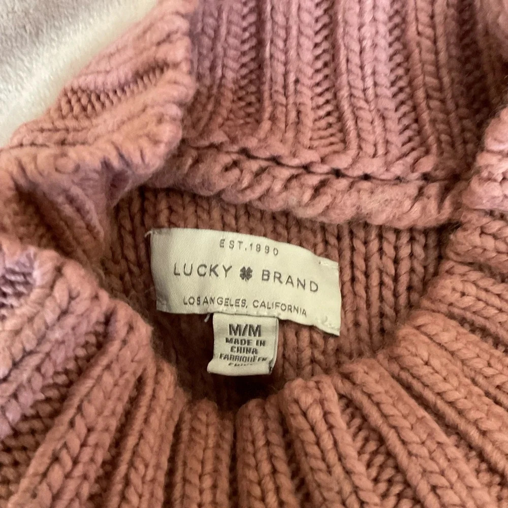 Lucky Brand Mock Neck, Cable Knit Sweater - Picture 3 of 4